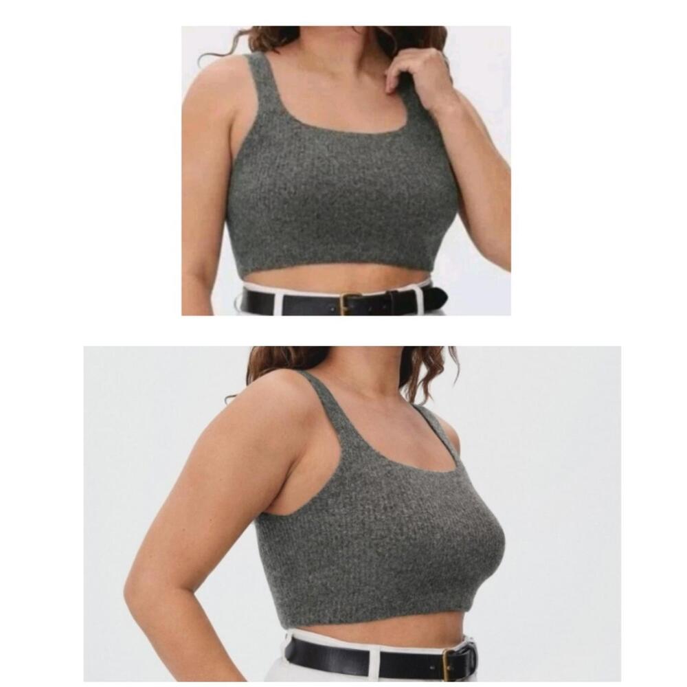 Everlane Cozy Knit Wool Yak Blend Cropped Dark Gray Tank Women's Size Small NWT